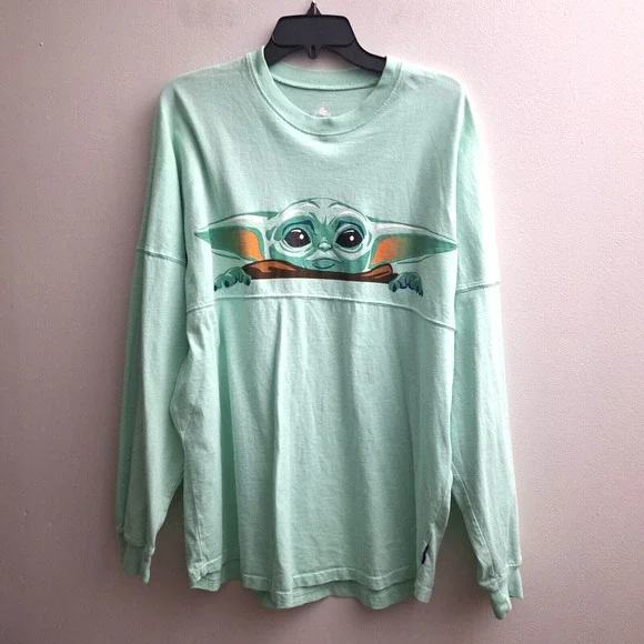 Star Wars Mandalorian Spirit Jersey Medium Green Disney Resort Long Sleeve Grogu - Picture 1 of 3